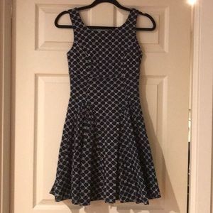 Navy and white A-line dress